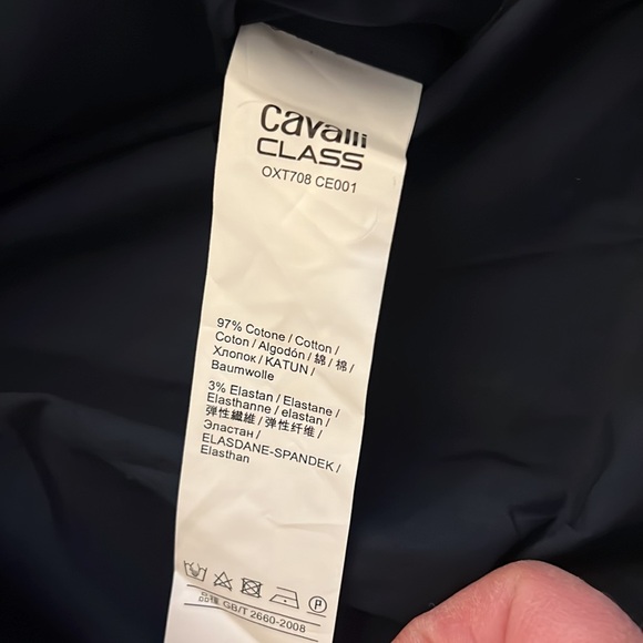 CAVALLI CLASS Navy Men's Comfort Fit Buttondown Shirt 17 1/2 - Picture 5 of 6